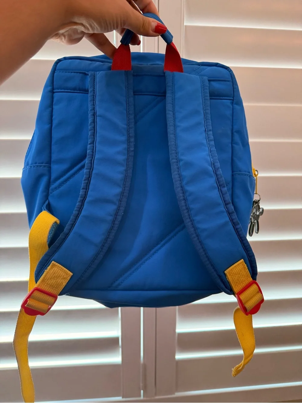 Disney Blue Kids Backpack with Black & Cream Mickey Appliqué and Yellow Straps